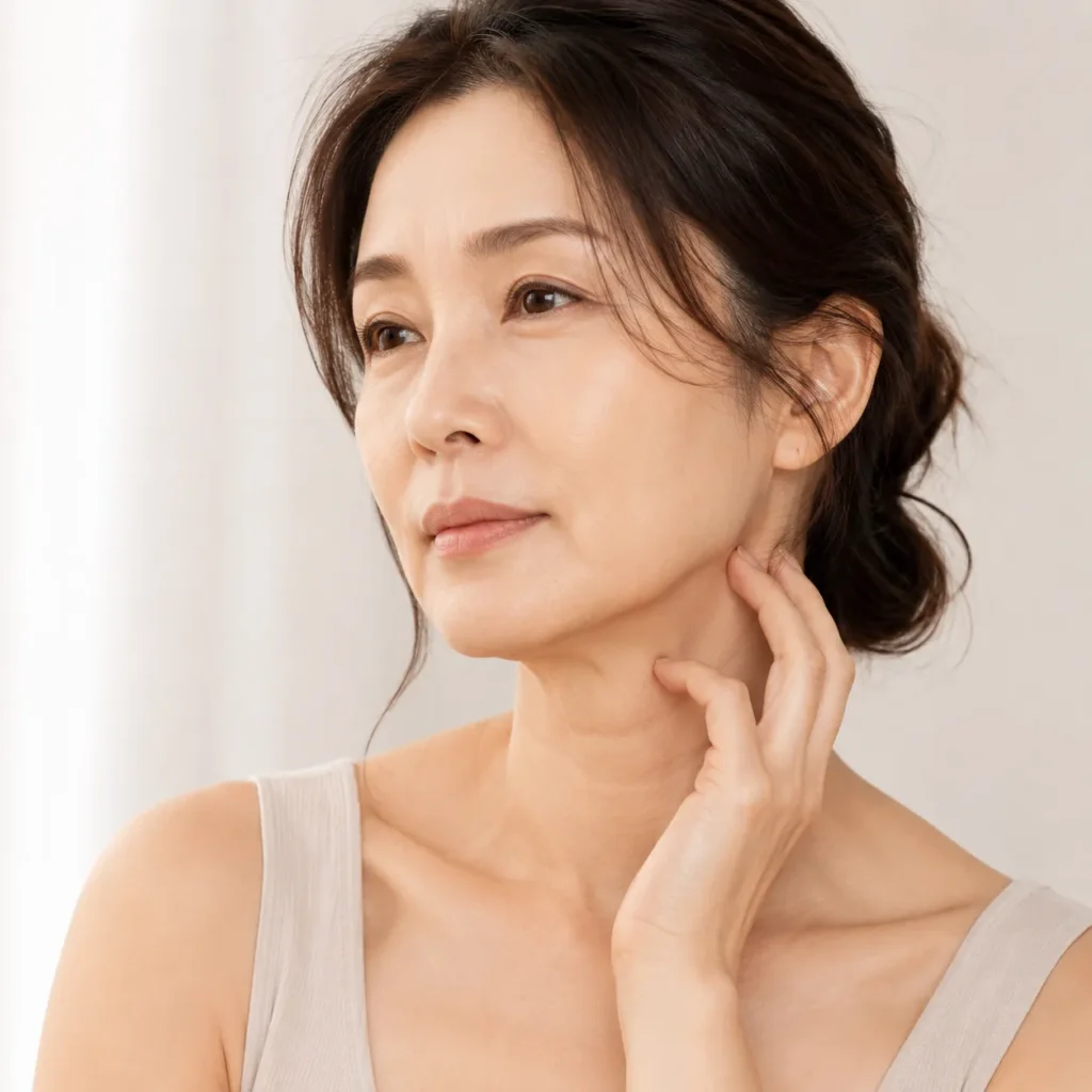 피부 탄력 저하와 리프팅 설계가 필요한 중년 여성 이미지